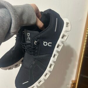 On Running Black and White Running Shoes